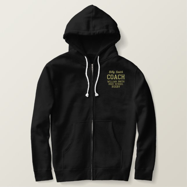 Customizable Coach Sherpa Lined Zip Hoodie (Design Front)