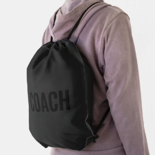 Customizable COACH Text Statement Black Drawstring Bag