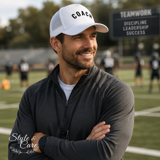 Customizable COACH Text Statement White Trucker Hat (Customizable COACH Text Statement White Trucker Hat)