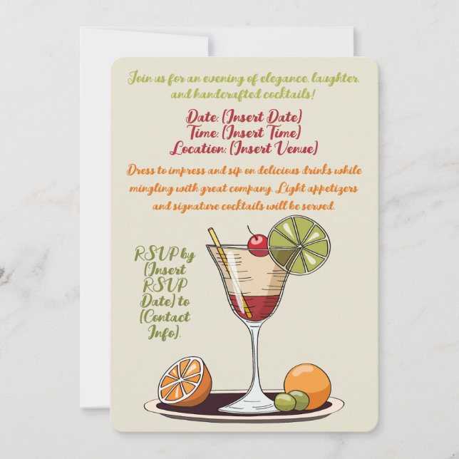 Customizable Cocktail Party Invitation (Front)