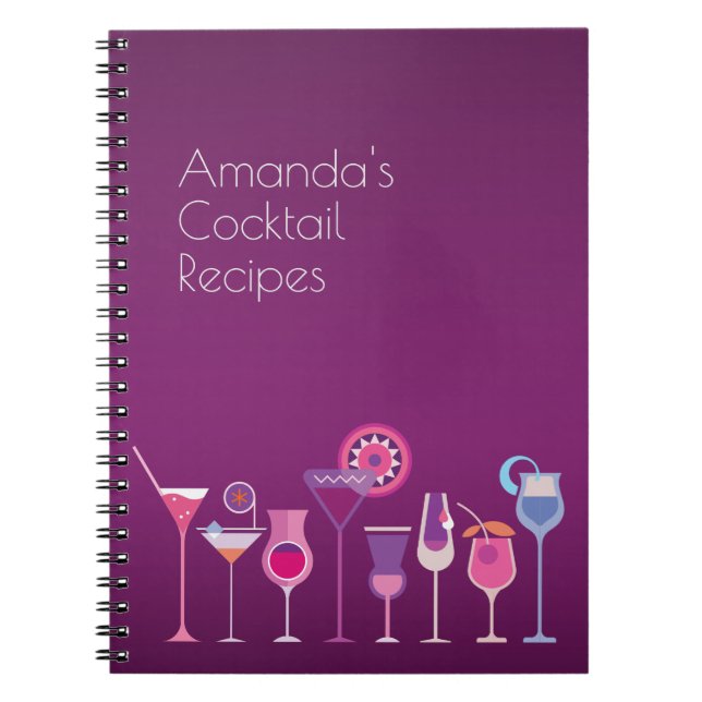 Customizable Cocktail Recipes Notebook (Front)