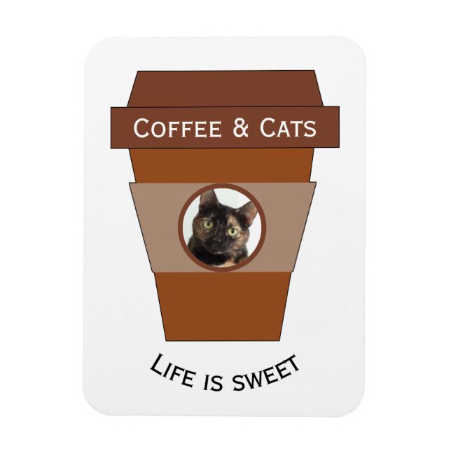 Customizable Coffee & Cats - Life is Sweet Magnet (Vertical)