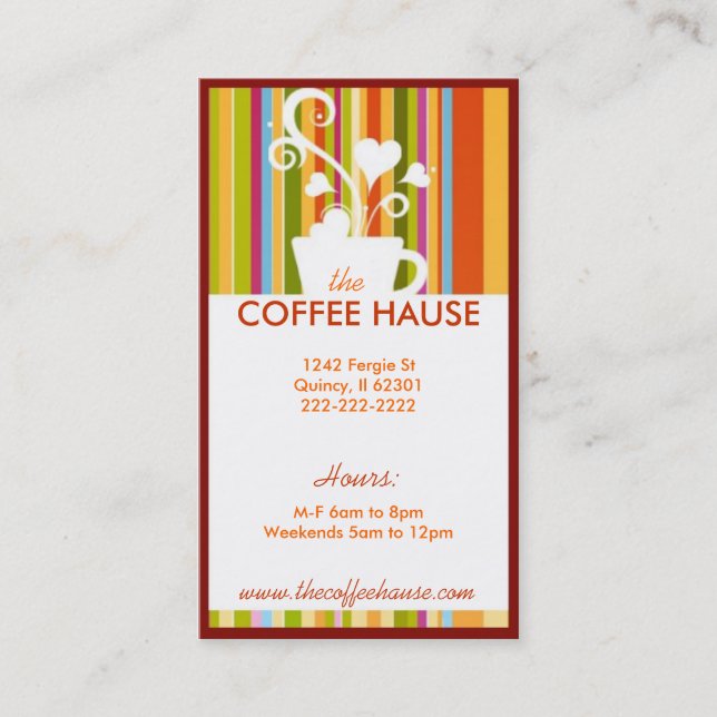 Customizable Coffee Shop Business Cards (Front)