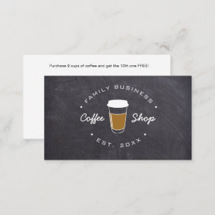 Customizable coffee shop business logo chalkboard  loyalty card