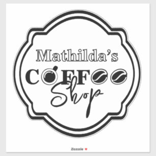 Customizable coffee shop logo for business / home sticker