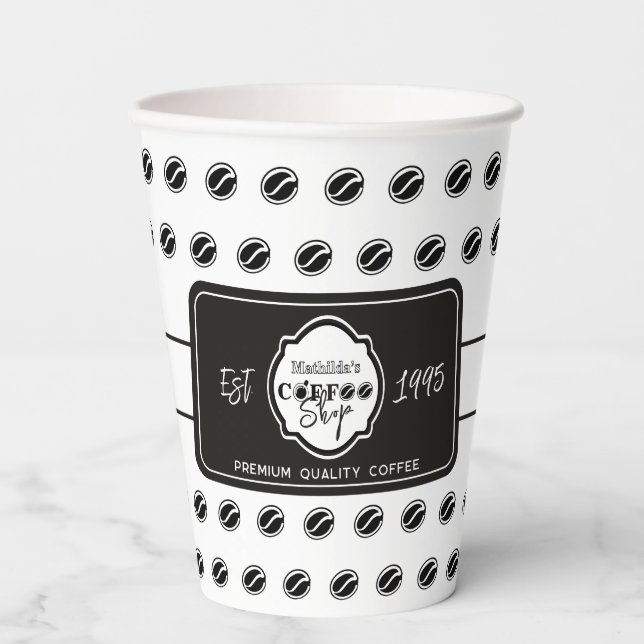 Customizable coffee shop logo for business paper cups (Front)