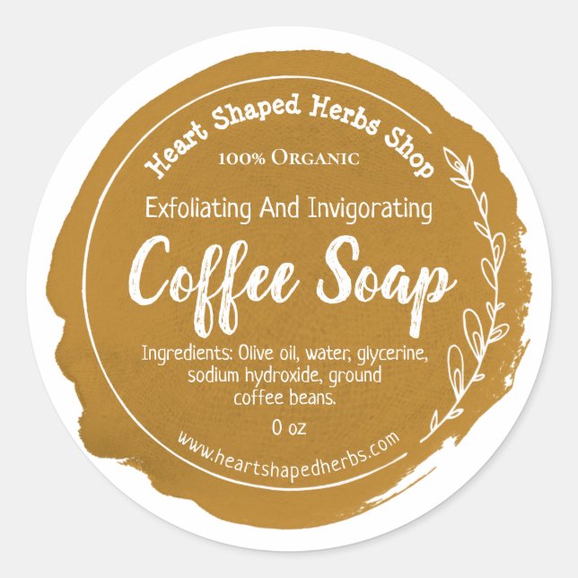 Customizable Coffee Soap Label Handmade (Front)