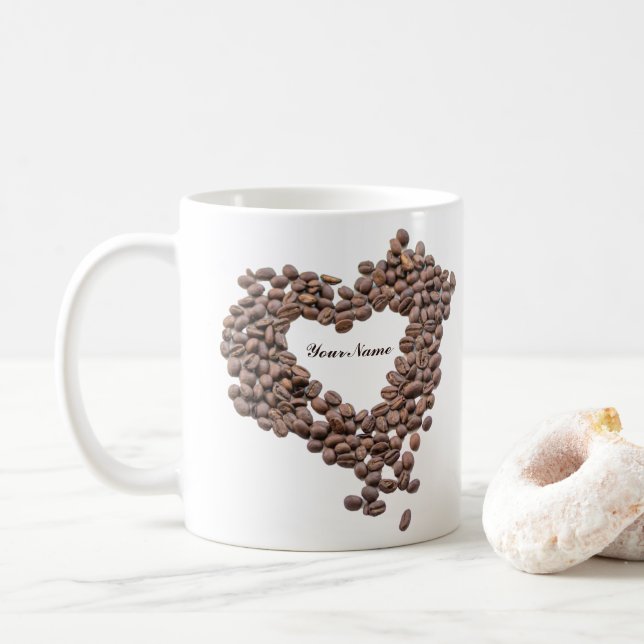 Customizable Coffeeholic mug coffee beans love! (With Donut)