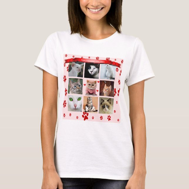 Customizable Collage Photo For Cats T-Shirt (Front)