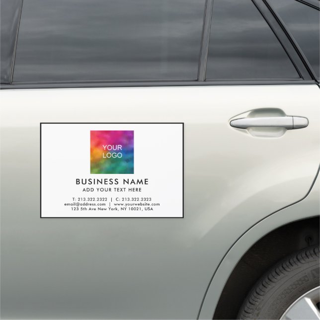 Customizable Color Business Logo Text Template Car Magnet (In Situ)