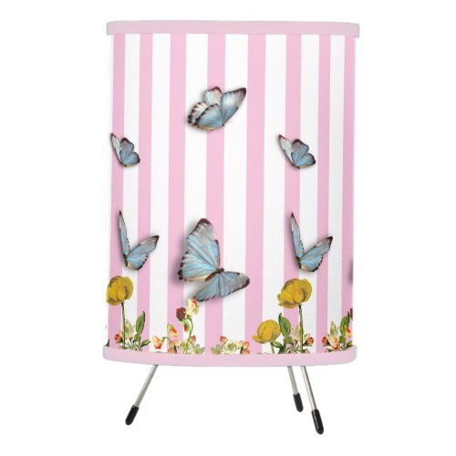 Customizable Color Candy Stripe Flower Butterfly Tripod Lamp