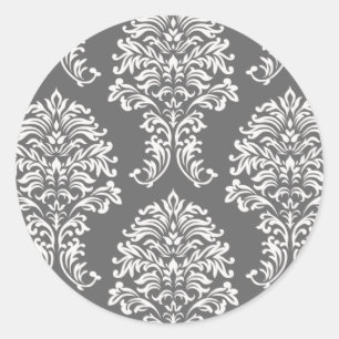 Customizable Color Damask Classic Round Sticker