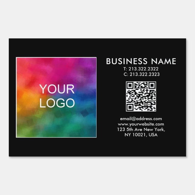 Customizable Color & Design Business Logo QR Code Sign (Front)