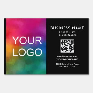 Customizable Color & Design Business Logo QR Code Sign