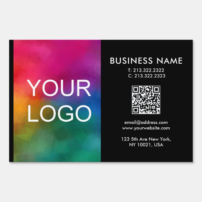Customizable Color & Design Business Logo QR Code Sign (Front)