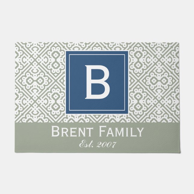 Customizable Color Door Mat, Gray Blue Doormat (Front)