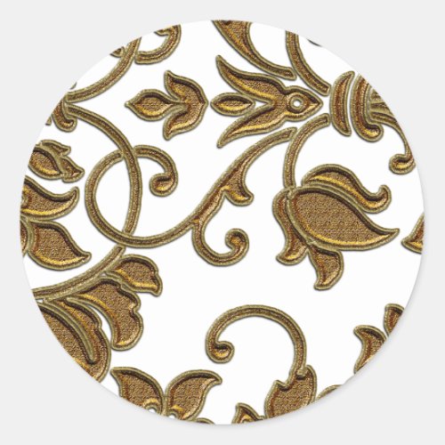 Customizable Color Gold Damask Classic Round Sticker