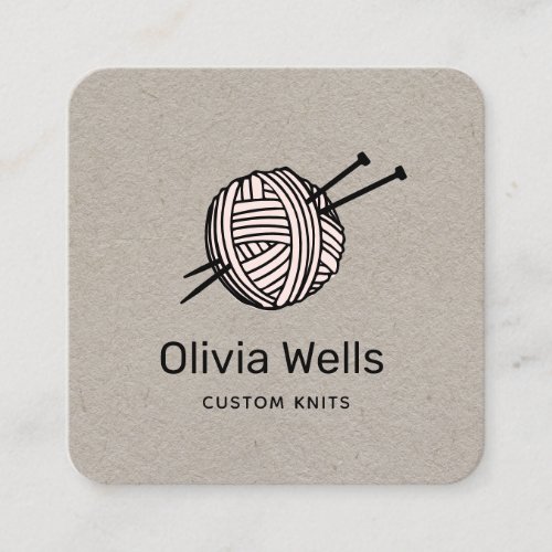 Customizable Color Knitters Knitting Crochet Ball  Square Business Card