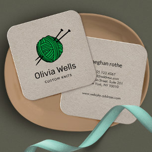 Customizable Color Knitters Knitting Crochet Ball Square Business Card