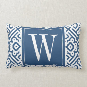 Customizable Color! Modern Labyrinth Monogram Lumbar Pillow
