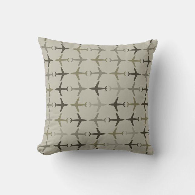 Customizable Color Monochromatic Planes - Olive Throw Pillow (Front)