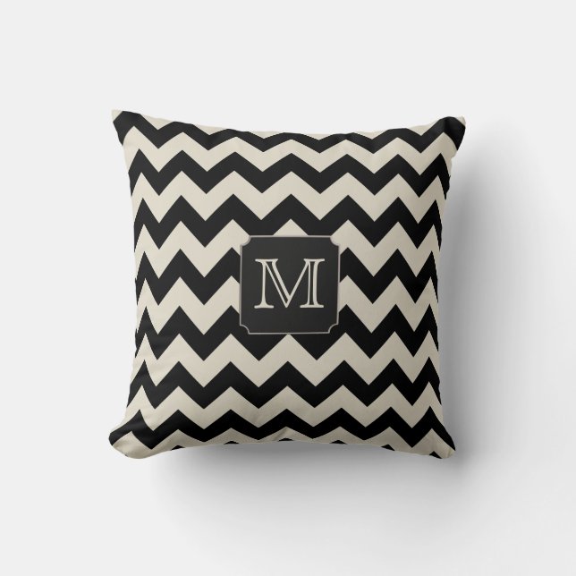 Customizable Color - Monogram Chevron Throw Pillow (Front)