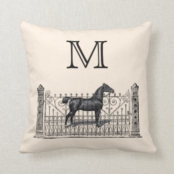 Customizable Color Monogram Equestrian Throw Pillow by K2Pphotography at Zazzle