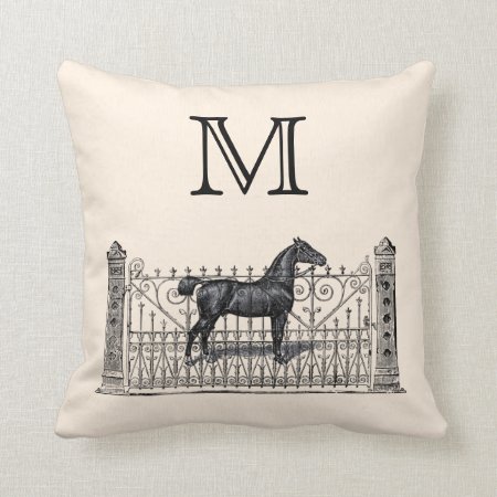 Customizable Color Monogram Equestrian Throw Pillow