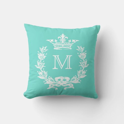 Customizable Color Monogram French Crown Throw Pillow