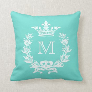 Customizable Color Monogram French Crown Throw Pillow by K2Pphotography at Zazzle