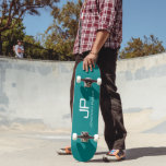 Customizable Color Monogram Name Teal Template Skateboard<br><div class="desc">Custom Teal Blue Green Template Monogram Name Add Your Name Image Logo Modern Elegant Template Skateboard.</div>
