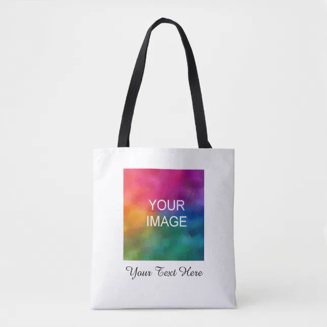 Customizable Color Photo Text Template Calligraphy Tote Bag | Zazzle