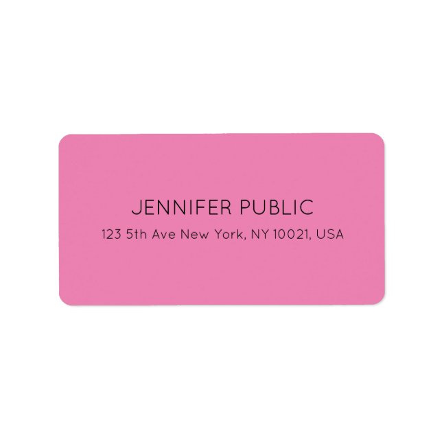 Customizable Color & Text Pink Template Address Label (Front)