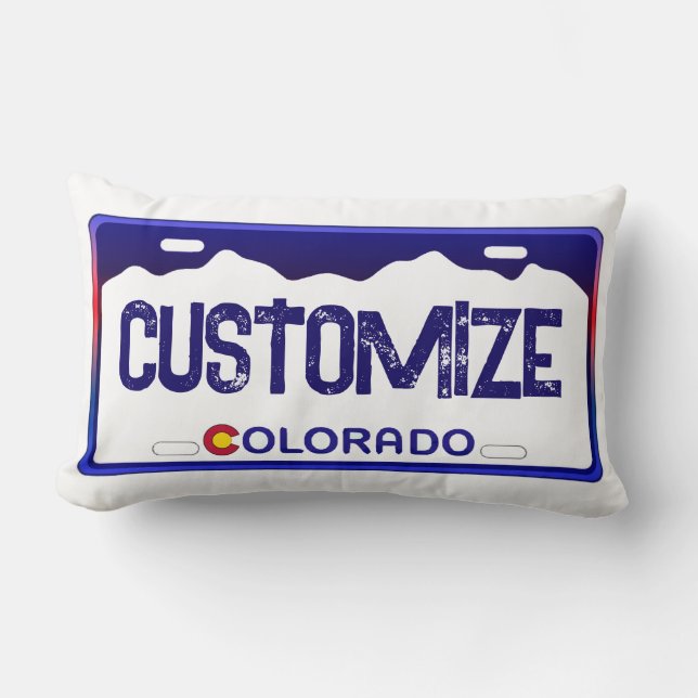 Customizable Colorado blue license plate pillow (Front)