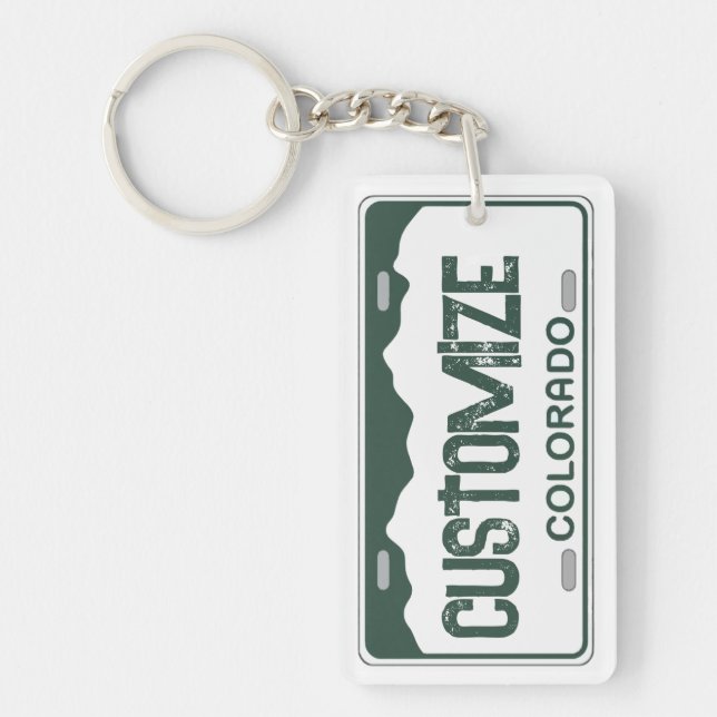 Customizable Colorado license plate green keychain (Front)