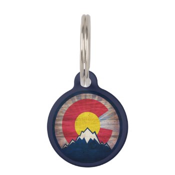 Customizable Colorado Rustic Wood Flag Pet Id Tag by ColoradoCreativity at Zazzle