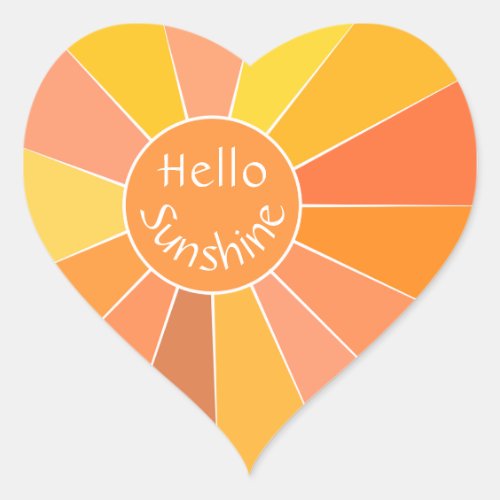 Customizable Colorful Abstract Sun Design  Heart Sticker