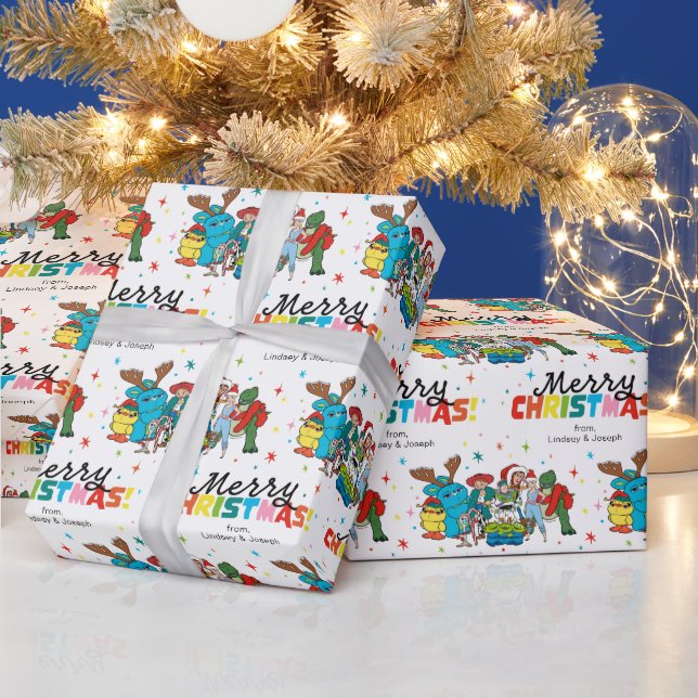 Customizable Colorful Christmas Toy Story Wrapping Paper (Holidays)