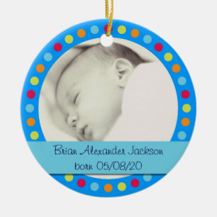 Customizable colorful dots photo frame ornament