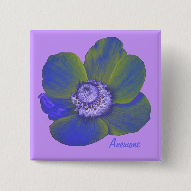 Customizable Colorful Fantasy Anemone Button (Front)