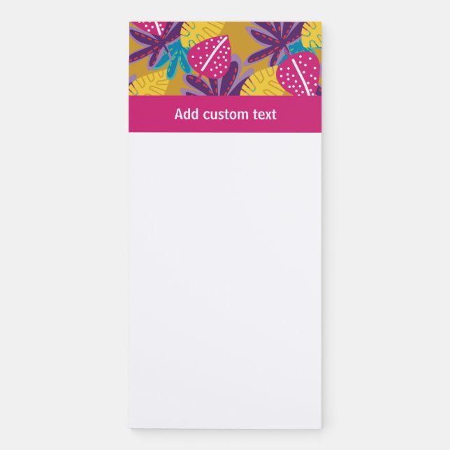 customizable - colorful floral -  magnetic notepad (Front)