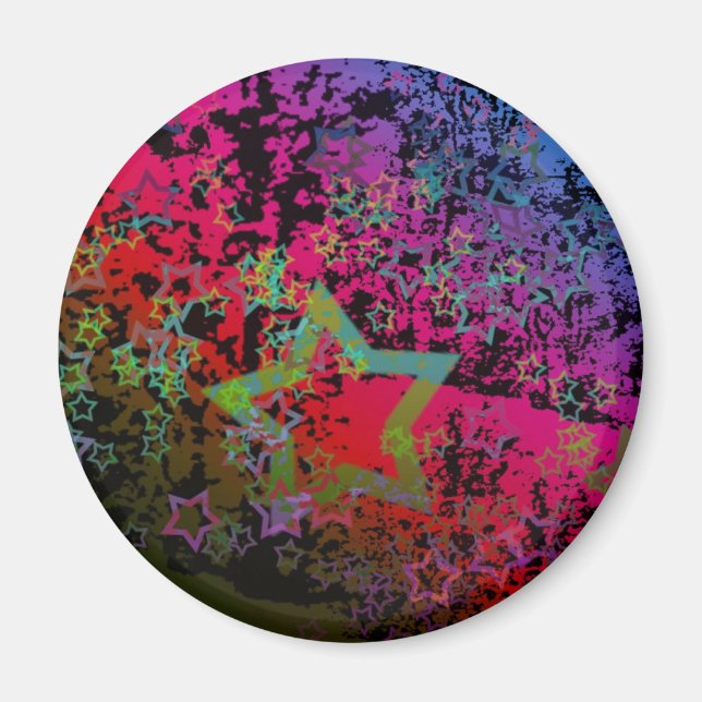 Customizable Colorful Grungy Star design Magnet (Front)
