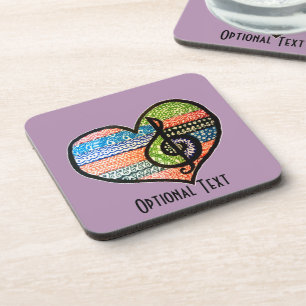 Customizable Colorful Music Lovers Heart Drink Coaster