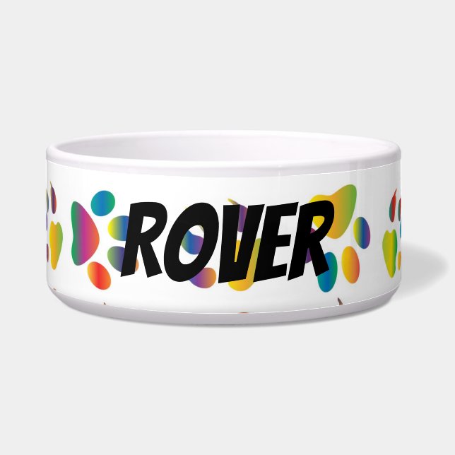 Customizable colorful paw print bowl (Front)