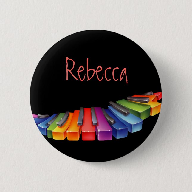 Customizable Colorful Piano Keys Pinback Button (Front)