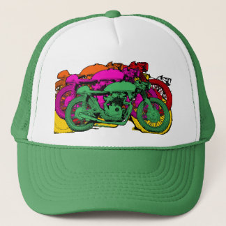 Customizable Colorful Pop Art Motorcycles Trucker Hat