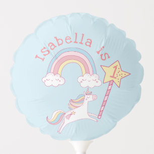 Customizable Colorful Unicorn Magic Wand Birthday Balloon