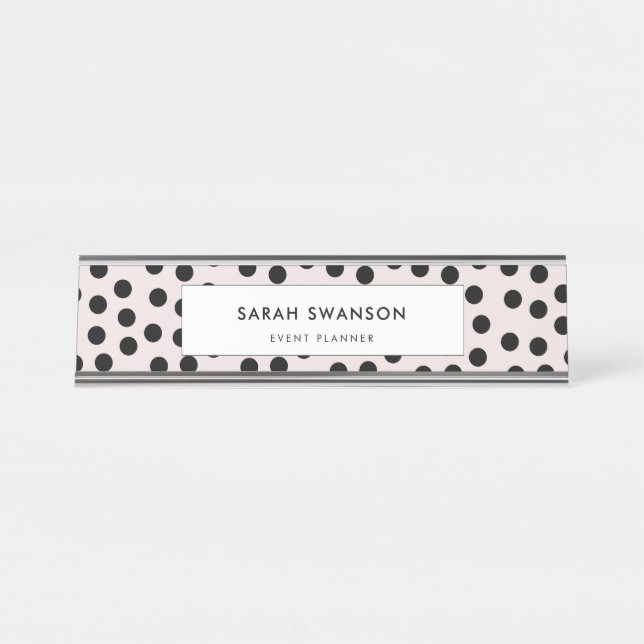 Customizable colors Polka dots Desk Name Plate (Front)