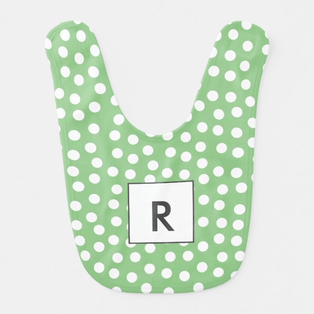 Customizable colors Polka dots monogram Baby Bib (Front)