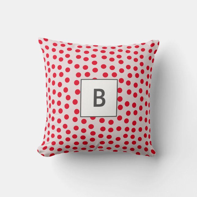 Customizable colors Polka dots monogram Throw Pillow (Front)
